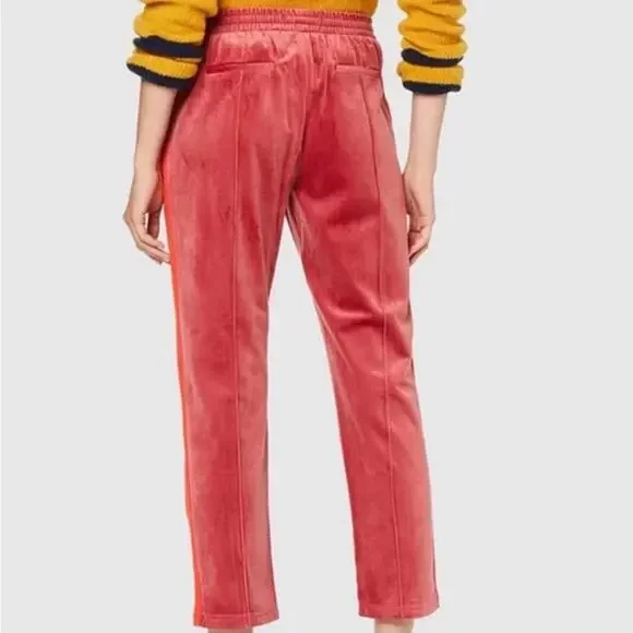 SCOTCH AND SODA The Peaks Velour Crop Track Pants Womens M Red Mid Rise Straight - Picture 2 of 16